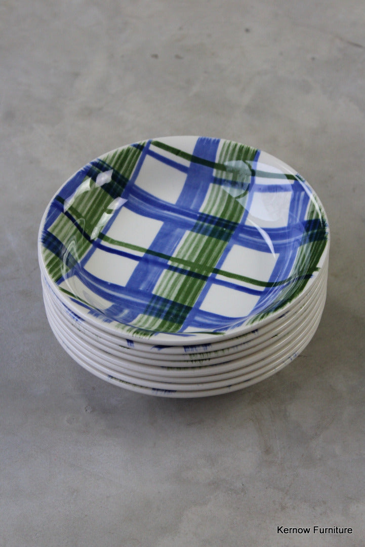 8 Blue & Green Check Cereal Bowl - Kernow Furniture