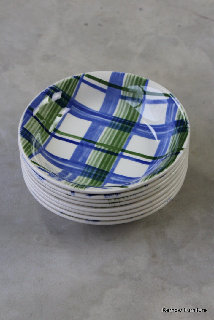 8 Blue & Green Check Cereal Bowl - Kernow Furniture