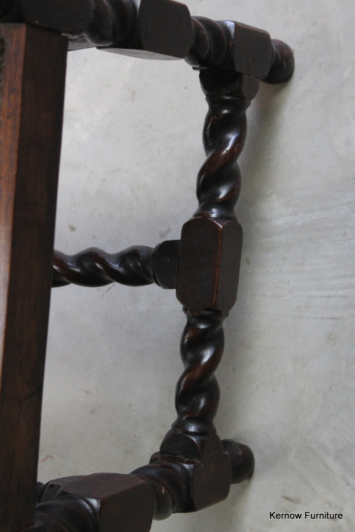 Antique Carved Oak Open Arm Chair - Kernow Furniture