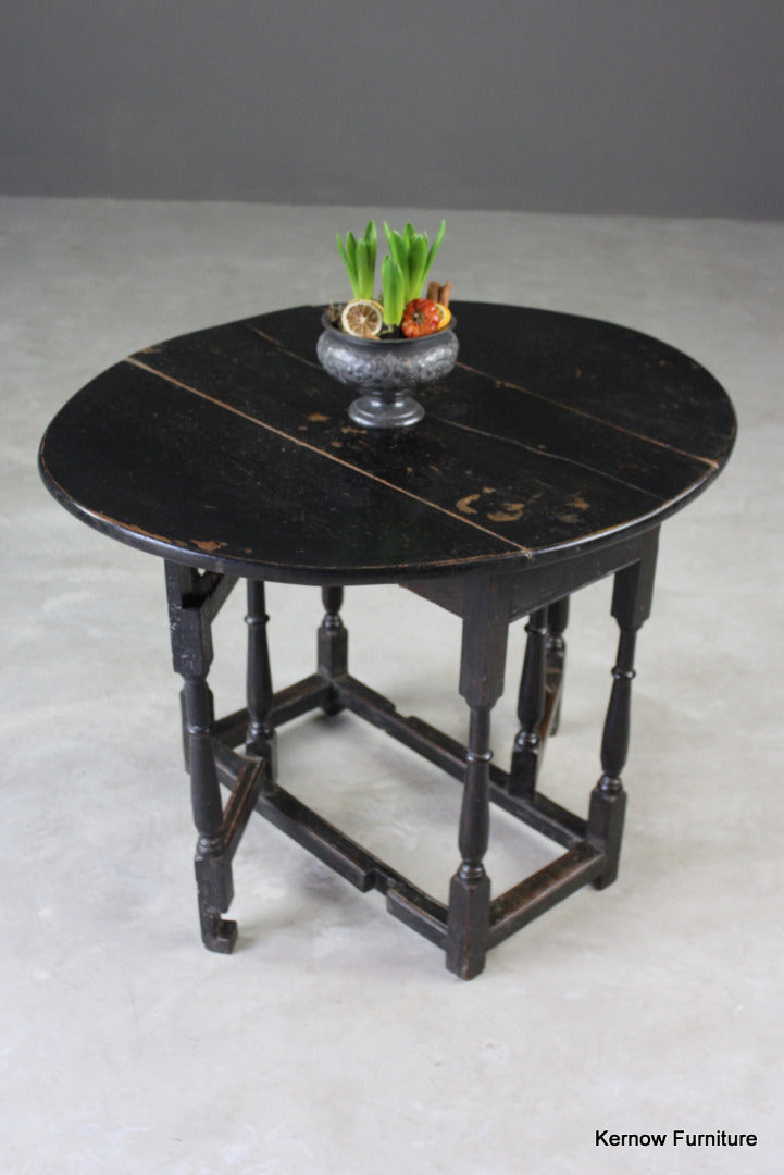 Ebonised Oak Drop Leaf Occasional Table - Kernow Furniture