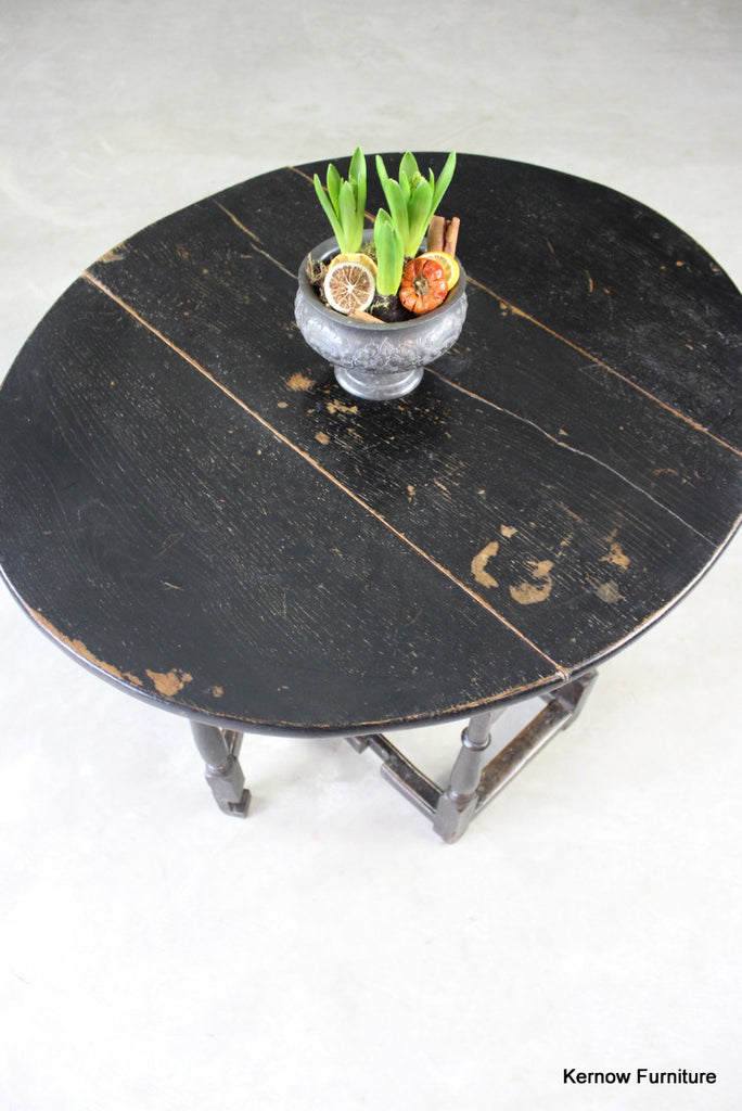 Ebonised Oak Drop Leaf Occasional Table - Kernow Furniture