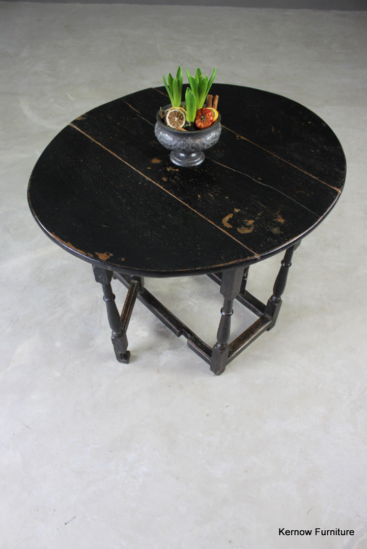 Ebonised Oak Drop Leaf Occasional Table - Kernow Furniture