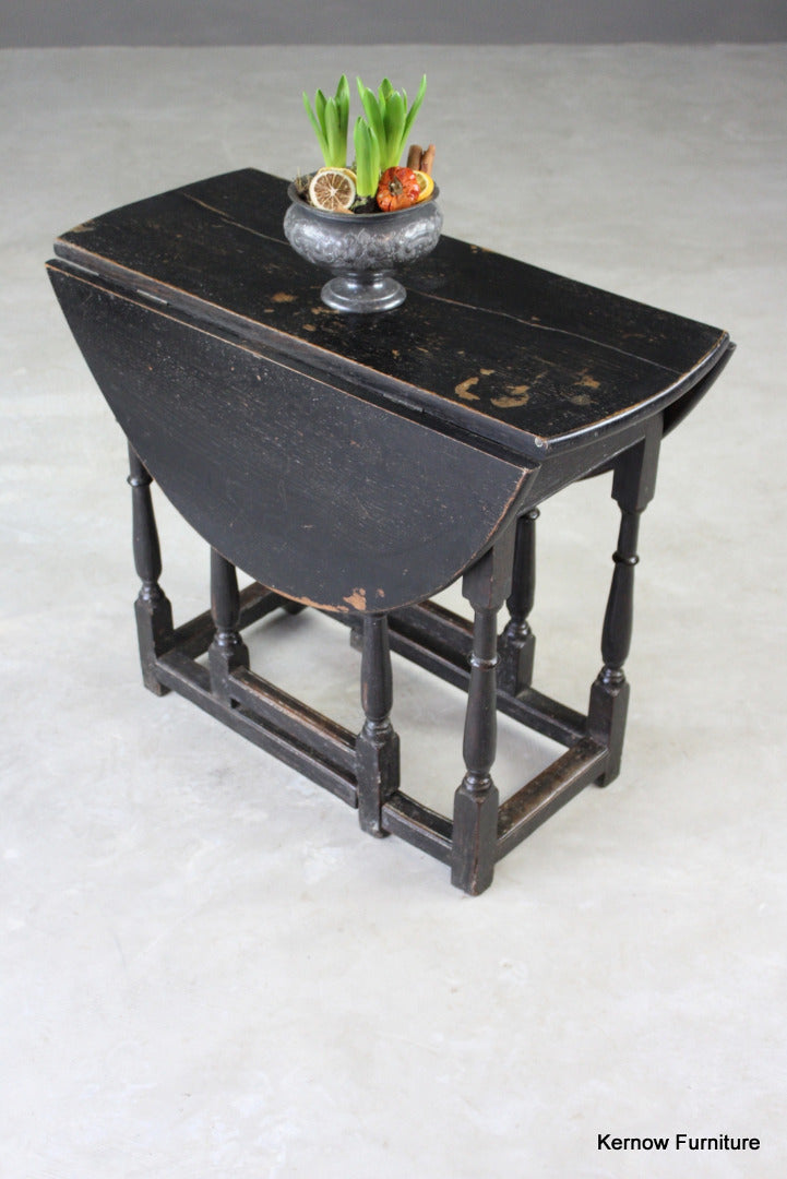 Ebonised Oak Drop Leaf Occasional Table - Kernow Furniture