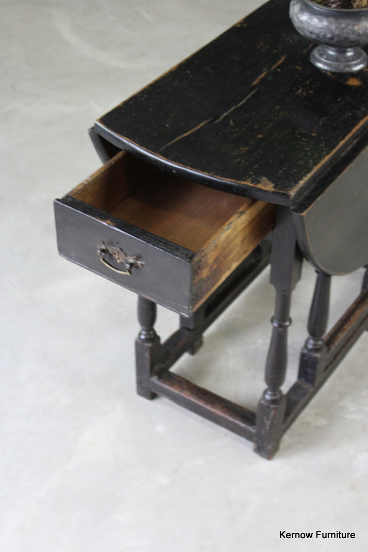 Ebonised Oak Drop Leaf Occasional Table - Kernow Furniture