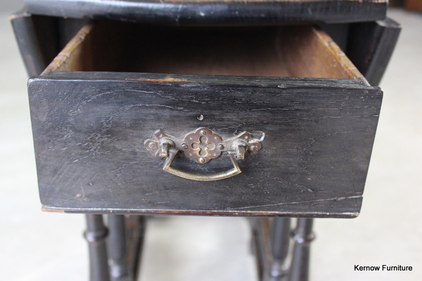 Ebonised Oak Drop Leaf Occasional Table - Kernow Furniture