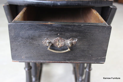 Ebonised Oak Drop Leaf Occasional Table - Kernow Furniture