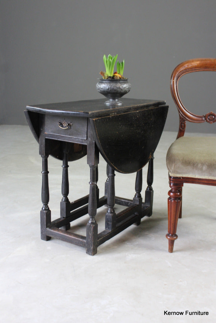 Ebonised Oak Drop Leaf Occasional Table - Kernow Furniture