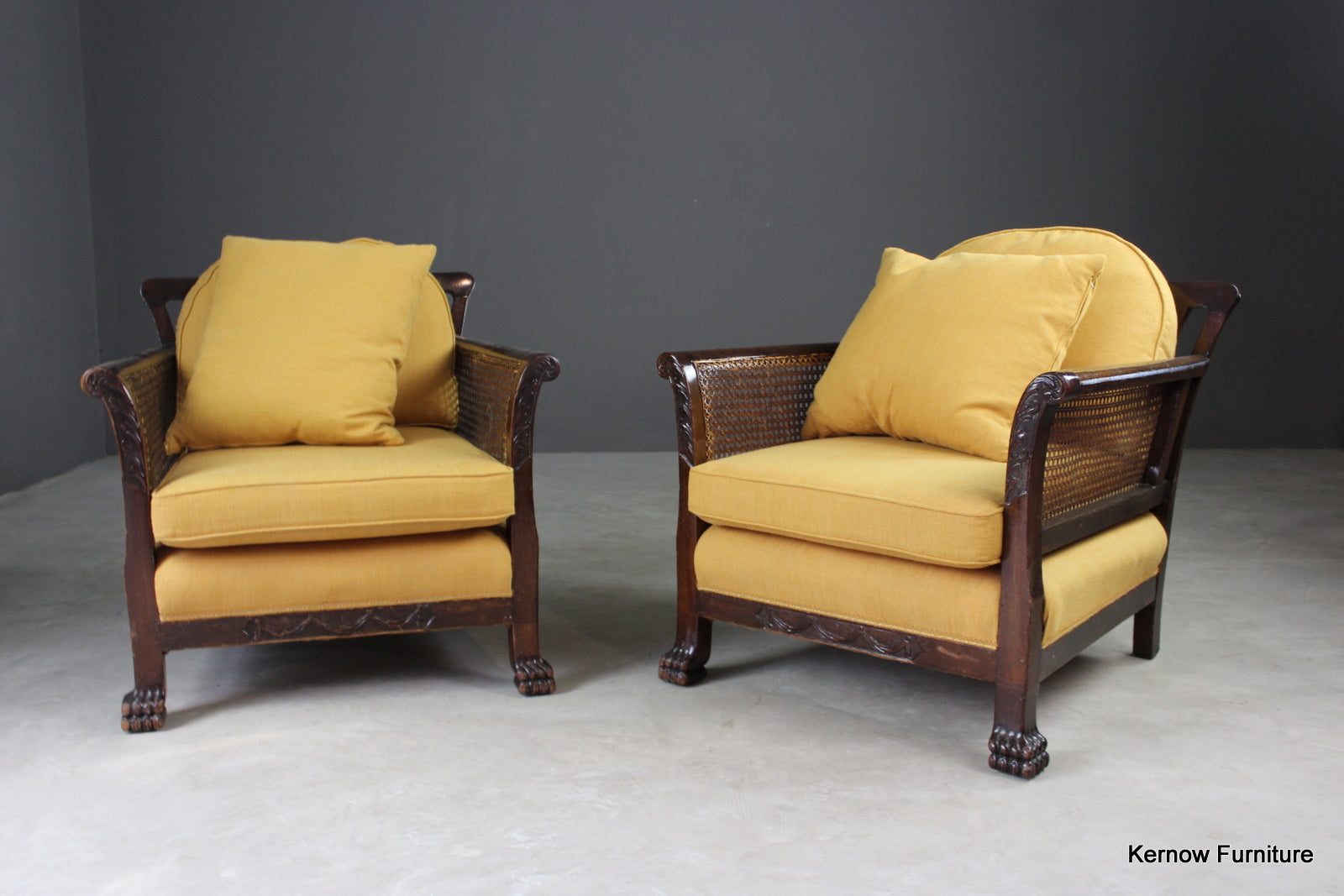 Pair Early 20th Century Bergere Armchairs - Kernow Furniture