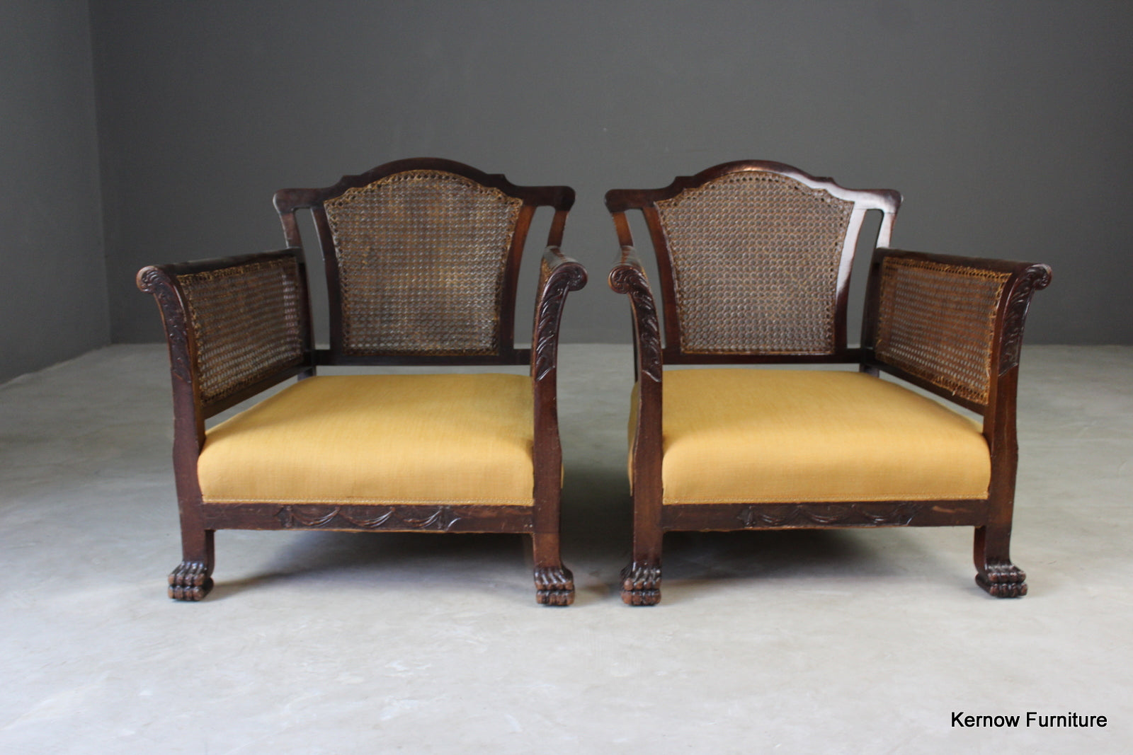 Pair Early 20th Century Bergere Armchairs - Kernow Furniture