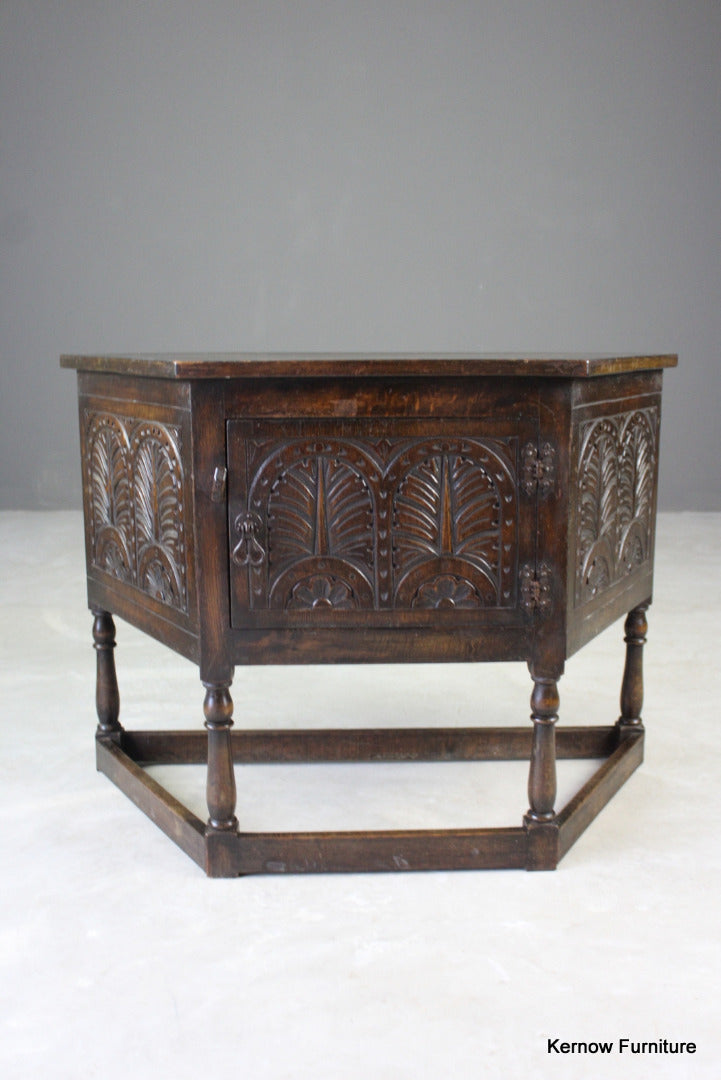 Carved Oak Cupboard - Kernow Furniture