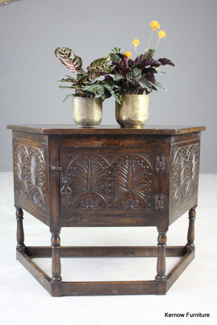 Carved Oak Cupboard - Kernow Furniture