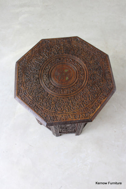 Indian Carved Side Table - Kernow Furniture