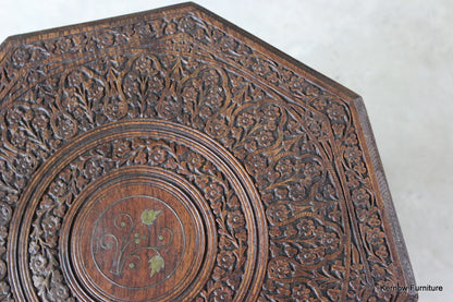 Indian Carved Side Table - Kernow Furniture