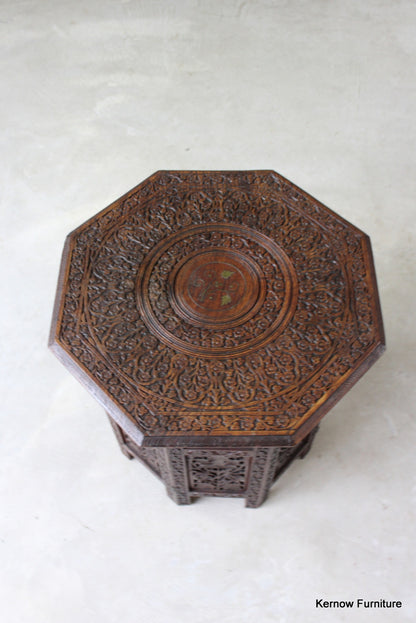 Indian Carved Side Table - Kernow Furniture