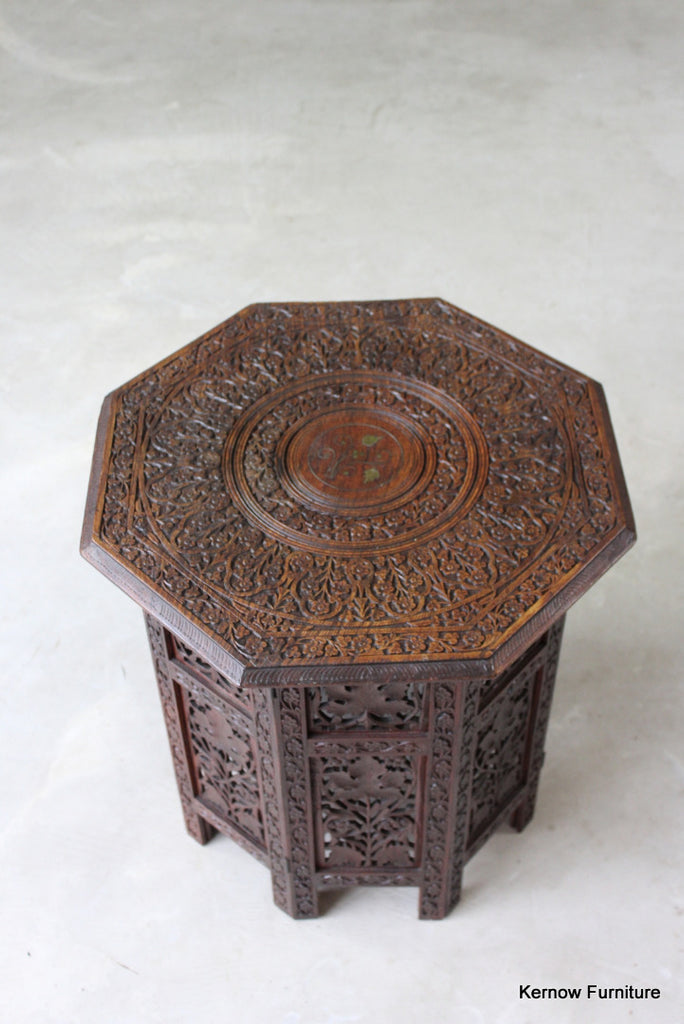 Indian Carved Side Table - Kernow Furniture