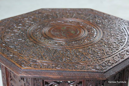 Indian Carved Side Table - Kernow Furniture