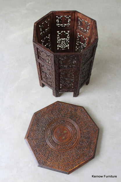 Indian Carved Side Table - Kernow Furniture