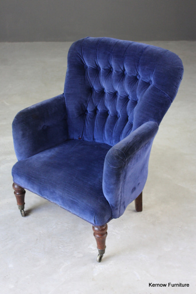 Small Victorian Button Back Armchair - Kernow Furniture