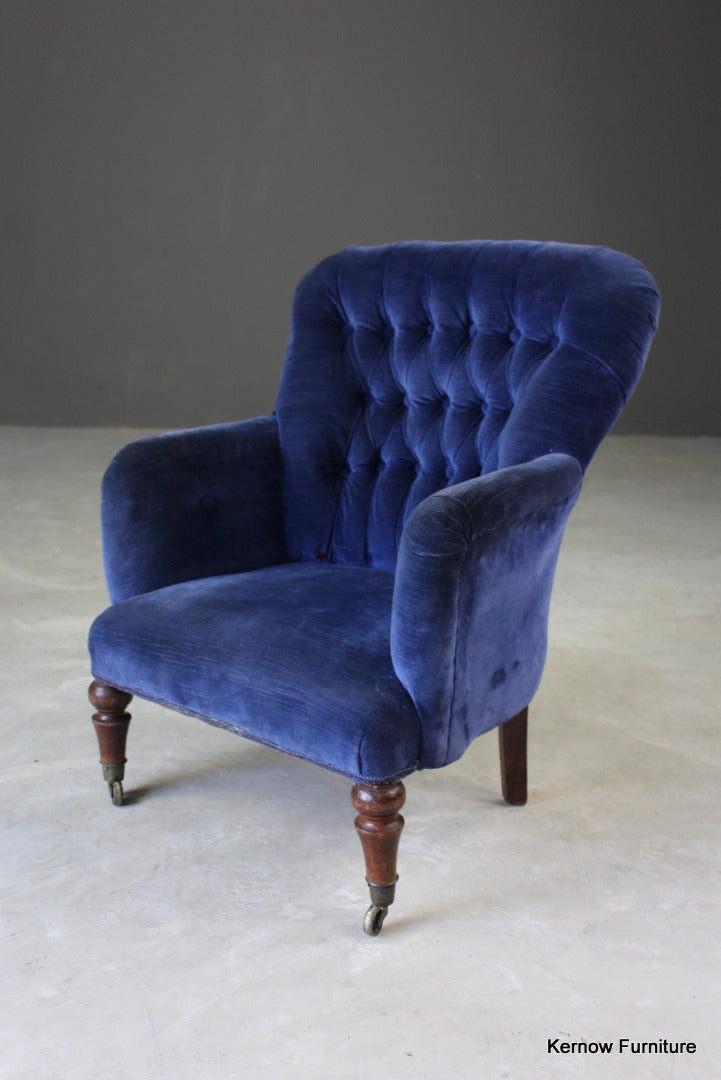 Small Victorian Button Back Armchair - Kernow Furniture