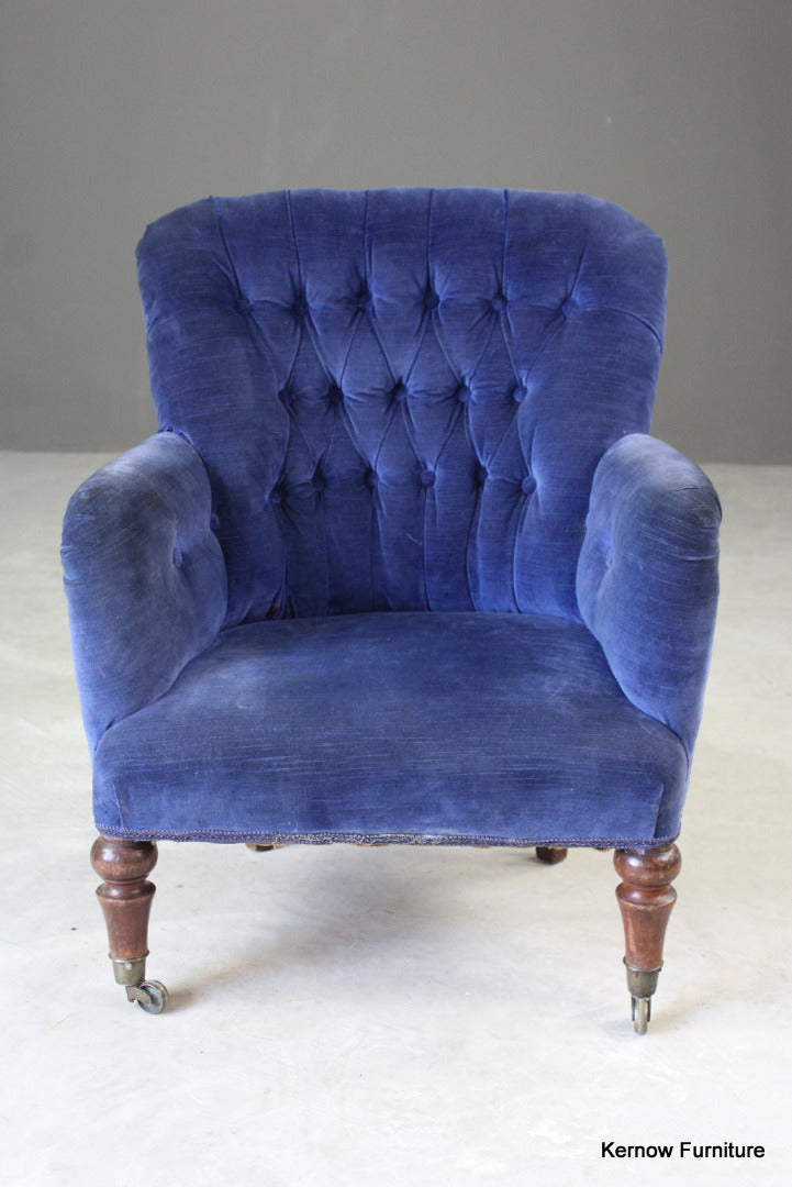 Small Victorian Button Back Armchair - Kernow Furniture