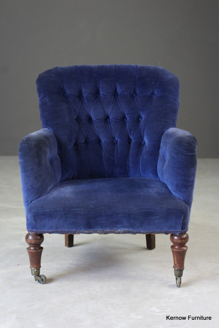 Small Victorian Button Back Armchair - Kernow Furniture