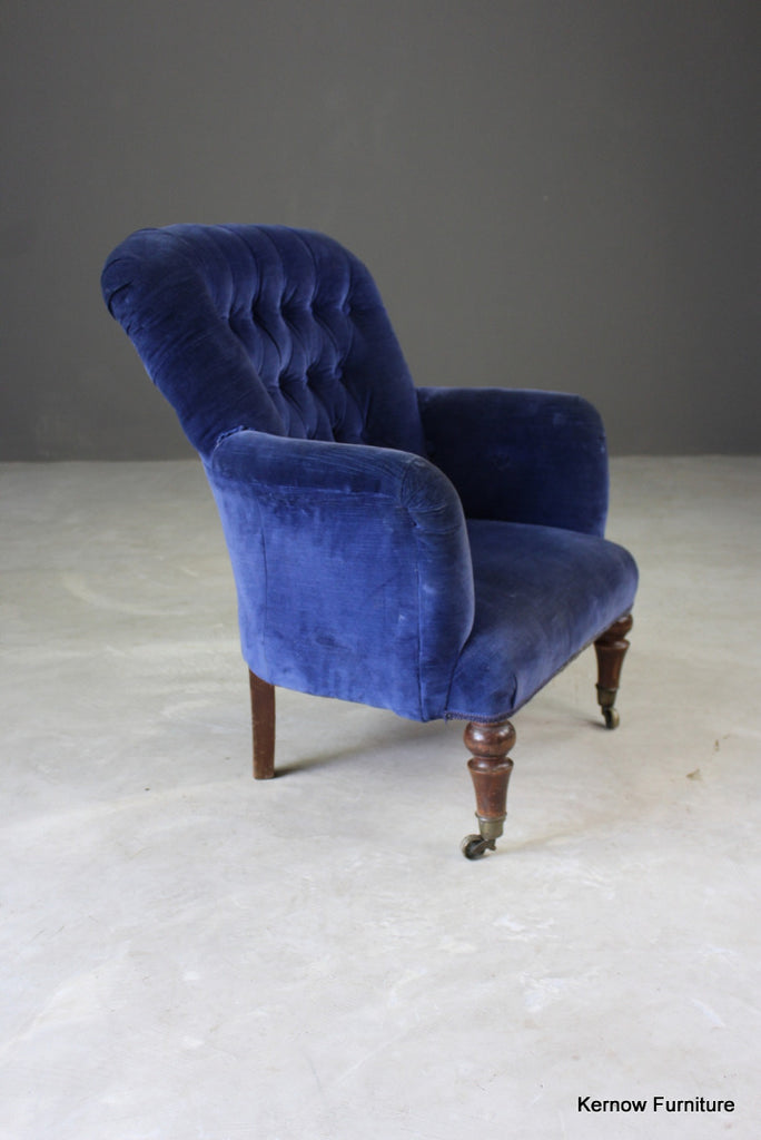 Small Victorian Button Back Armchair - Kernow Furniture