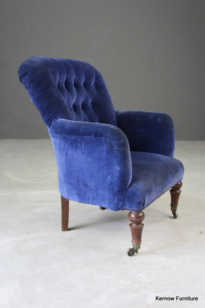 Small Victorian Button Back Armchair - Kernow Furniture