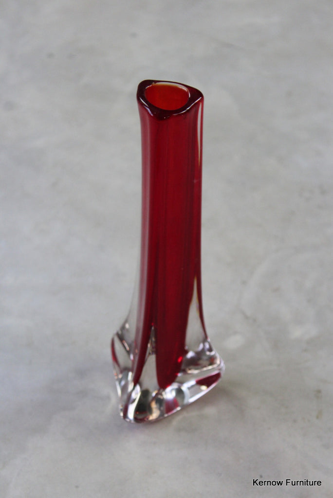 Whitefriars Tricorn Red Glass Vase - Kernow Furniture