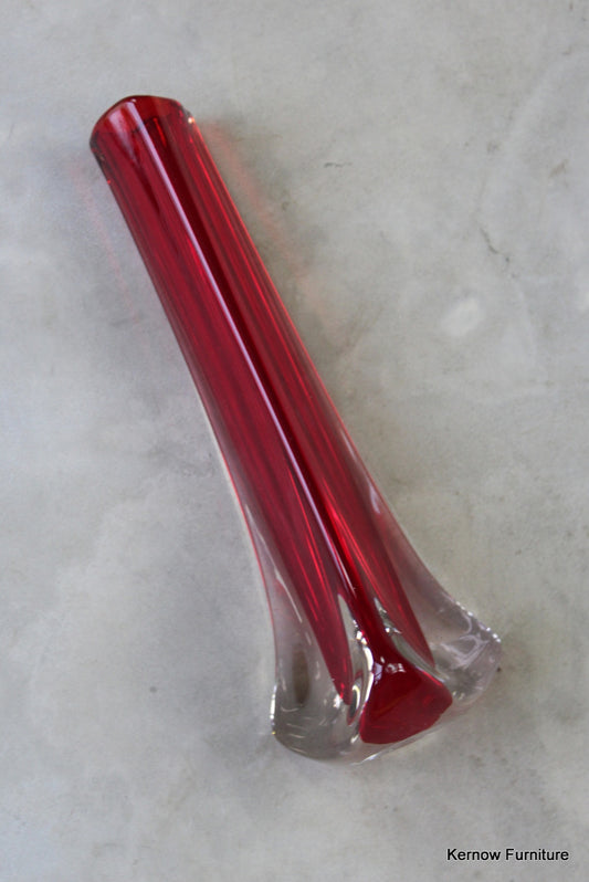 Whitefriars Tricorn Red Glass Vase - Kernow Furniture