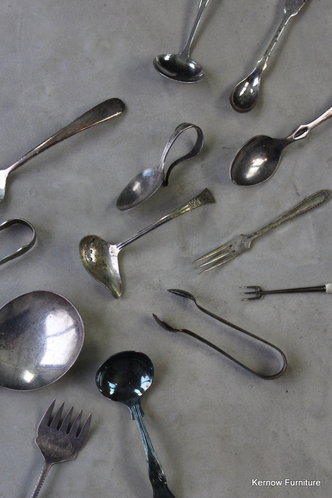 Assorted Vintage EPNS Spoons Forks - Kernow Furniture