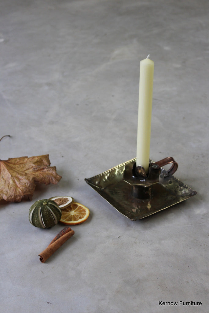 Arts & Crafts Brass Candle Holder - Kernow Furniture
