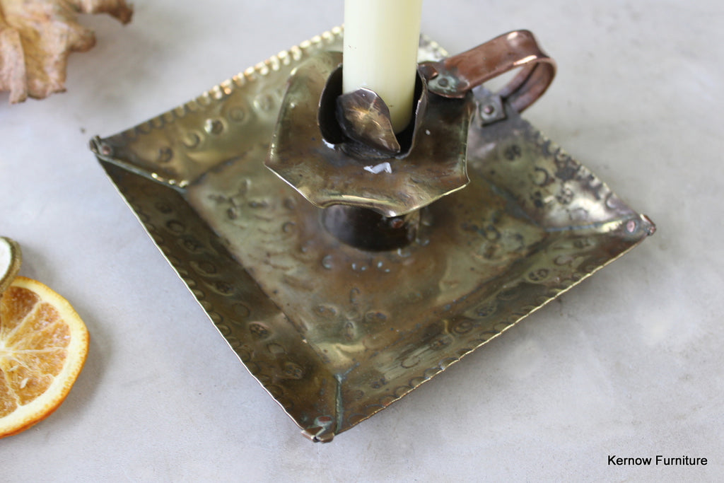 Arts & Crafts Brass Candle Holder - Kernow Furniture