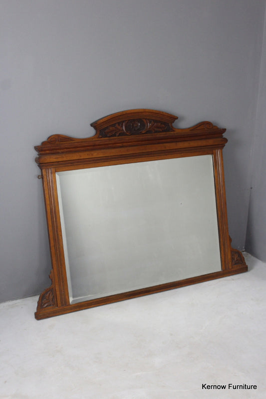 Edwardian Walnut Overmantle Mirror - Kernow Furniture