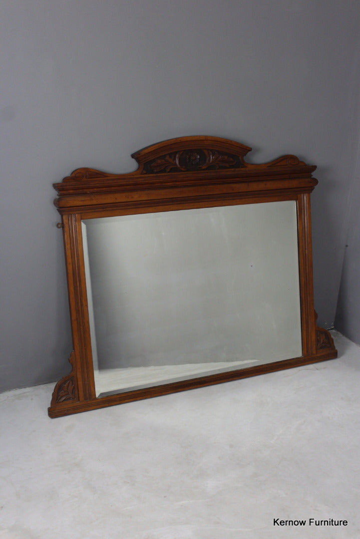 Edwardian Walnut Overmantle Mirror - Kernow Furniture