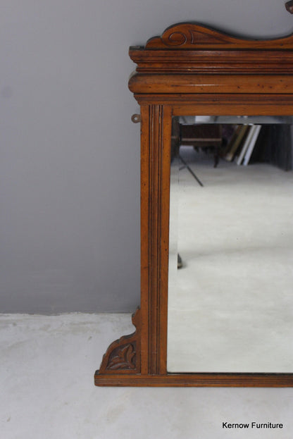 Edwardian Walnut Overmantle Mirror - Kernow Furniture