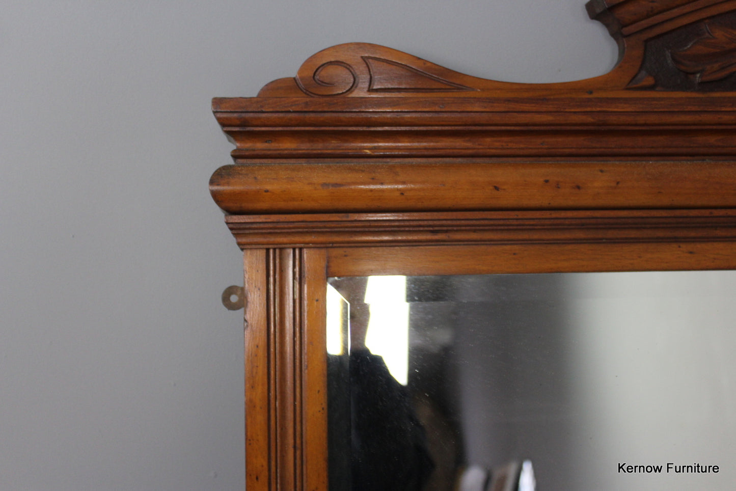 Edwardian Walnut Overmantle Mirror - Kernow Furniture