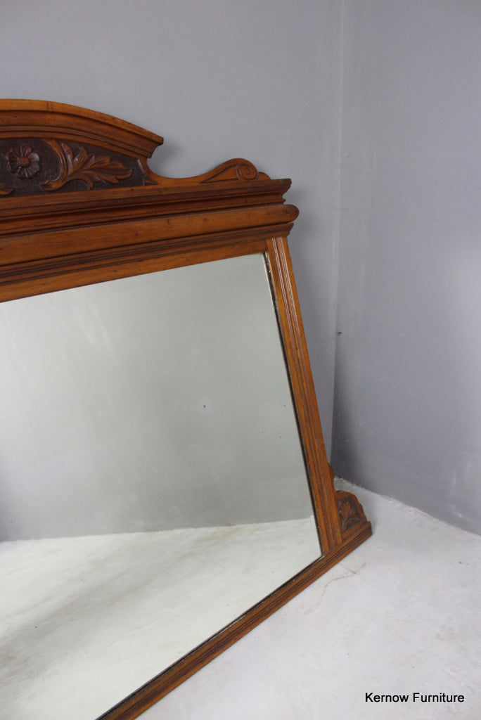 Edwardian Walnut Overmantle Mirror - Kernow Furniture