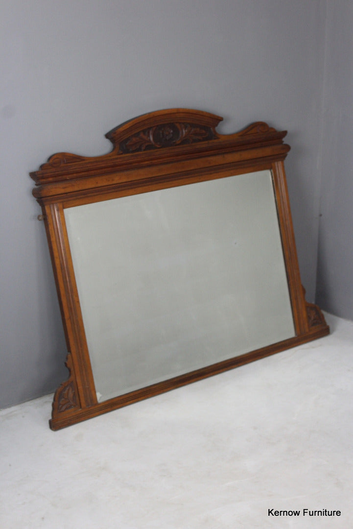 Edwardian Walnut Overmantle Mirror - Kernow Furniture