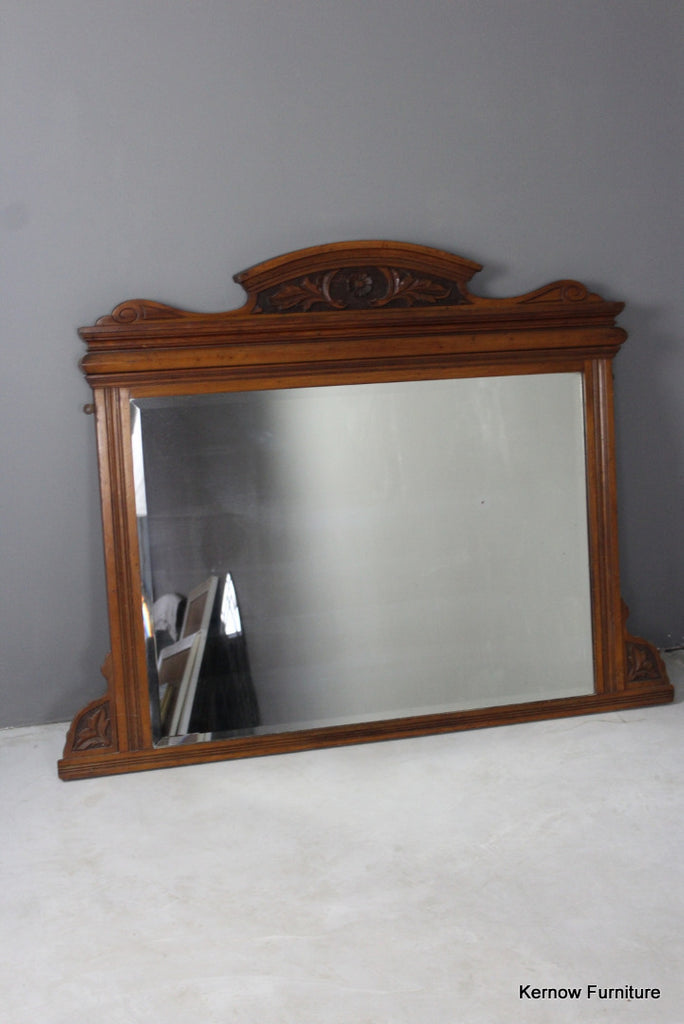 Edwardian Walnut Overmantle Mirror - Kernow Furniture