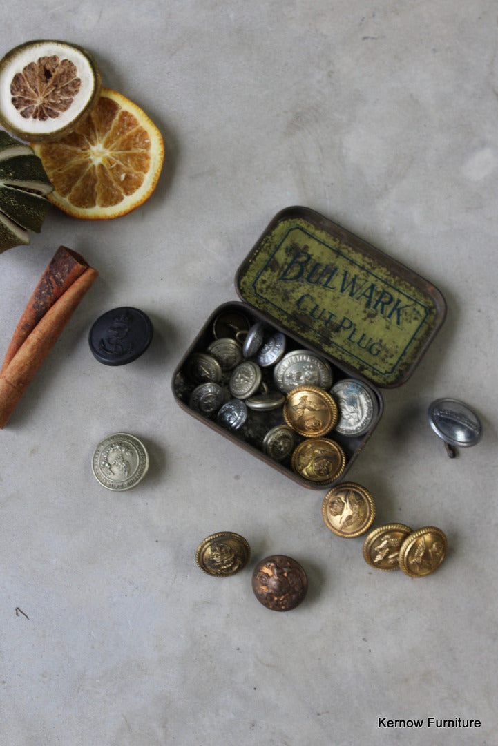 Vintage Tin of Assorted Railway Buttons - Kernow Furniture