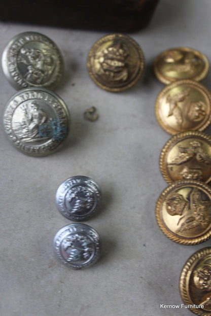 Vintage Tin of Assorted Railway Buttons - Kernow Furniture