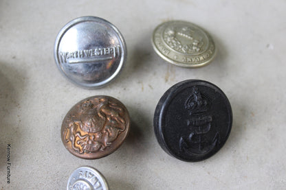 Vintage Tin of Assorted Railway Buttons - Kernow Furniture