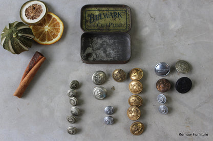 Vintage Tin of Assorted Railway Buttons - Kernow Furniture