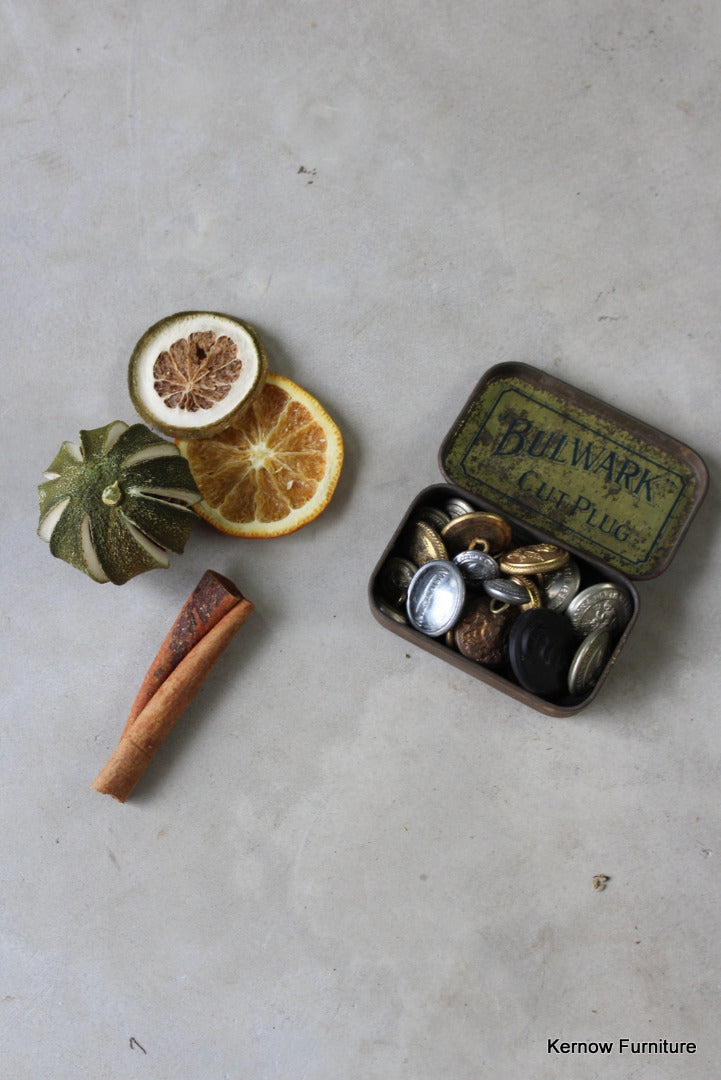 Vintage Tin of Assorted Railway Buttons - Kernow Furniture