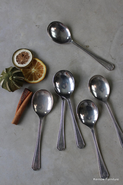 6 Vintage EPNS Soup Spoons - Kernow Furniture