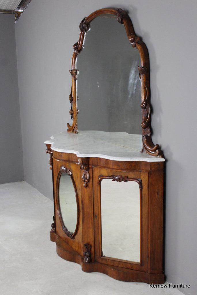 Victorian Walnut Mirror Back Credenza - Kernow Furniture
