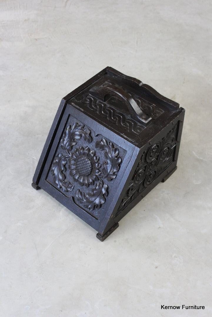 Carved Oak Coal Scuttle - Kernow Furniture