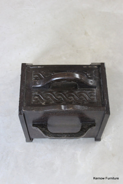 Carved Oak Coal Scuttle - Kernow Furniture