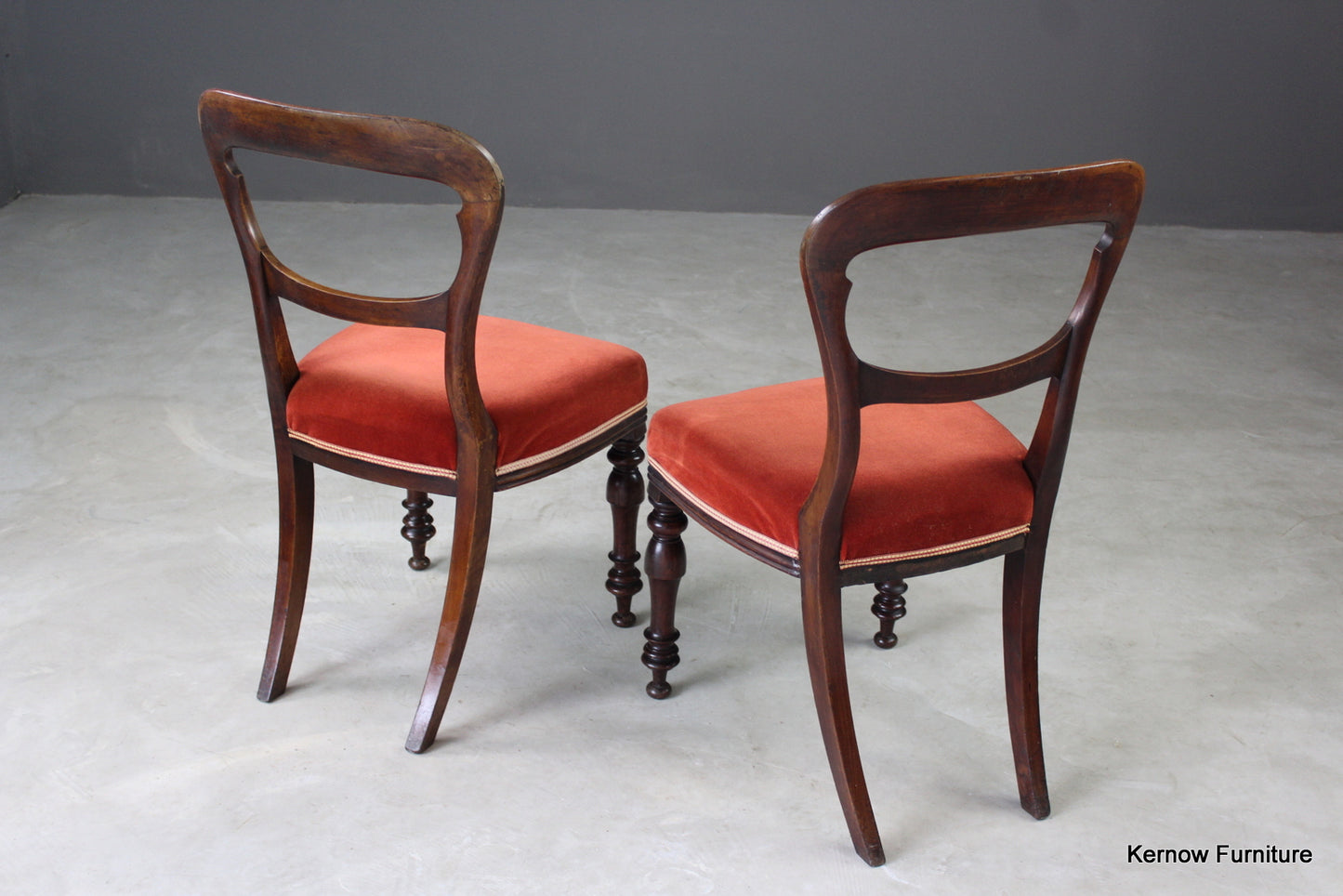 Pair Antique Walnut Dining Chairs - Kernow Furniture