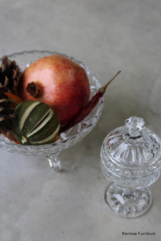 Pressed Glass Bowl & Lidded Pot - Kernow Furniture